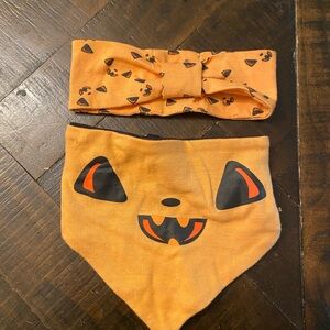 Cute Jack-o-lantern Baby bib and headband! 🎃